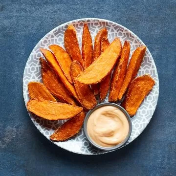 Sweet Potato Wedges with Garlic PERinaise