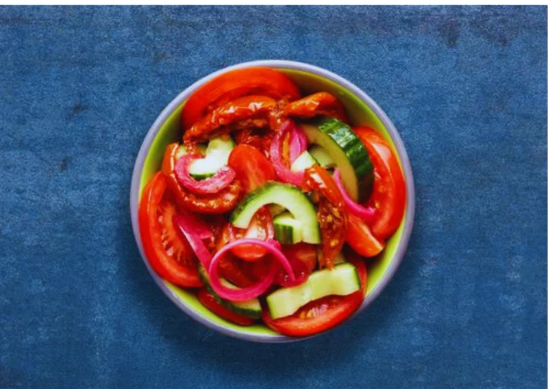 Portuguese Tomato Salad in a light dressing